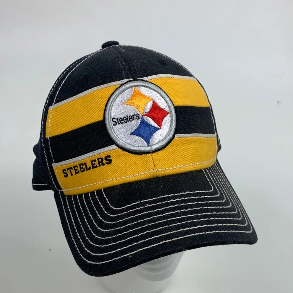 Pittsburgh Steelers Football retro hat cap Fitted Size S/M Black Gold